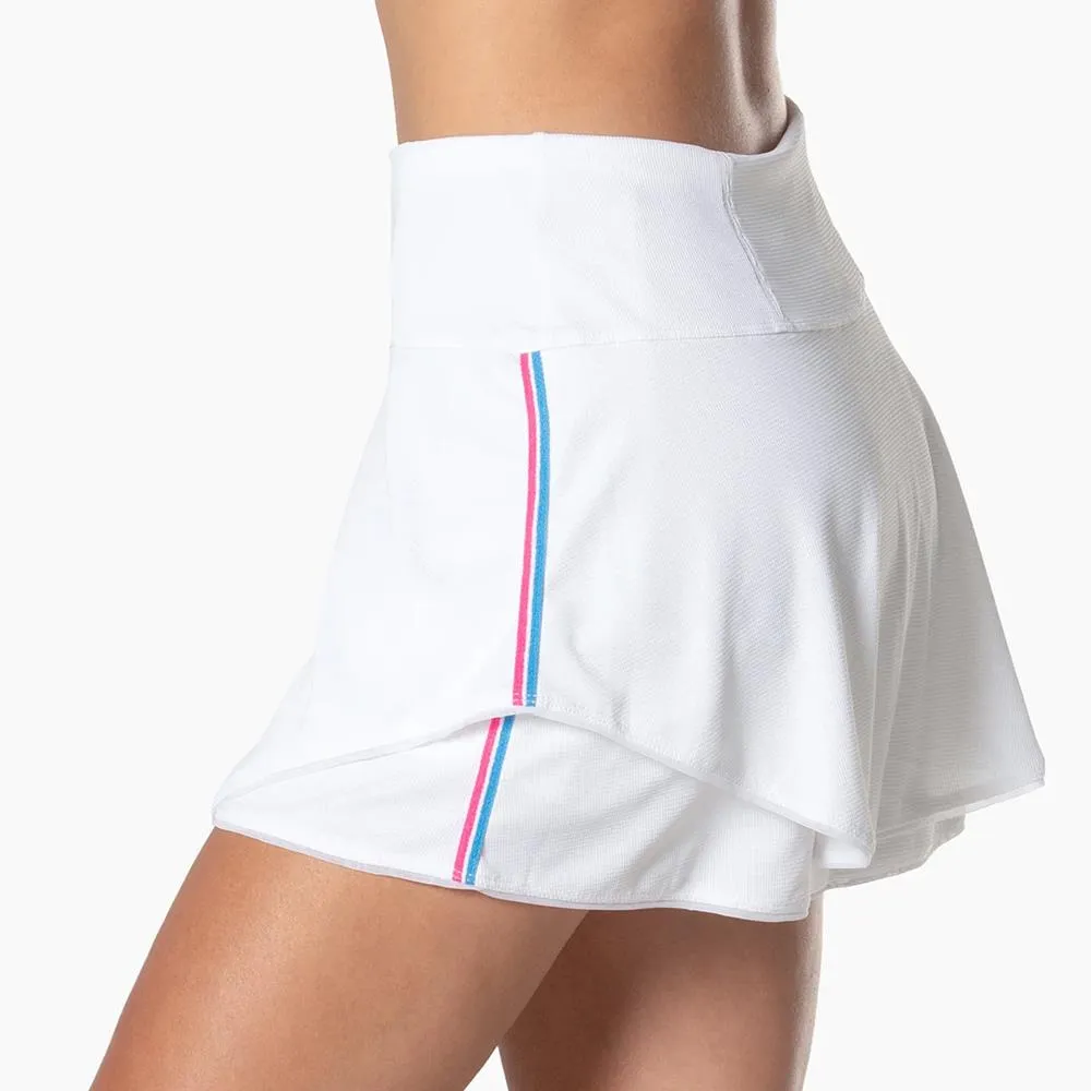 Premium Leather Hand washable Modern Look Lucky In Love Women's Winning Streak Flip Skirt - White