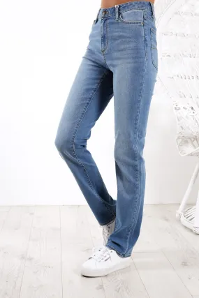 Classic Mid Straight Jean Washed Indigo Base Look Classic Wear Party Look
