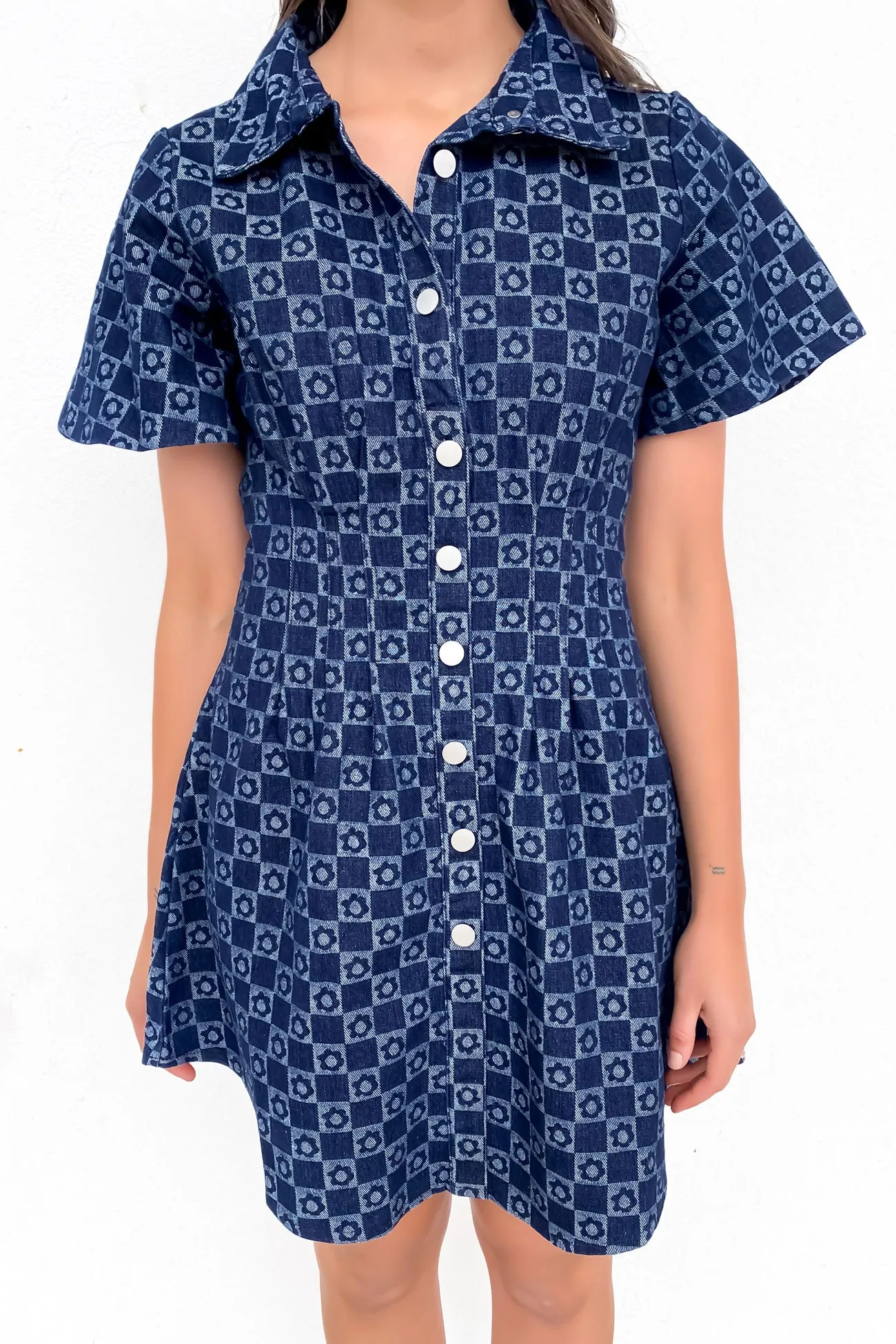 Nyah Denim Mini Dress Blue Pure Look Soft-touch daywear