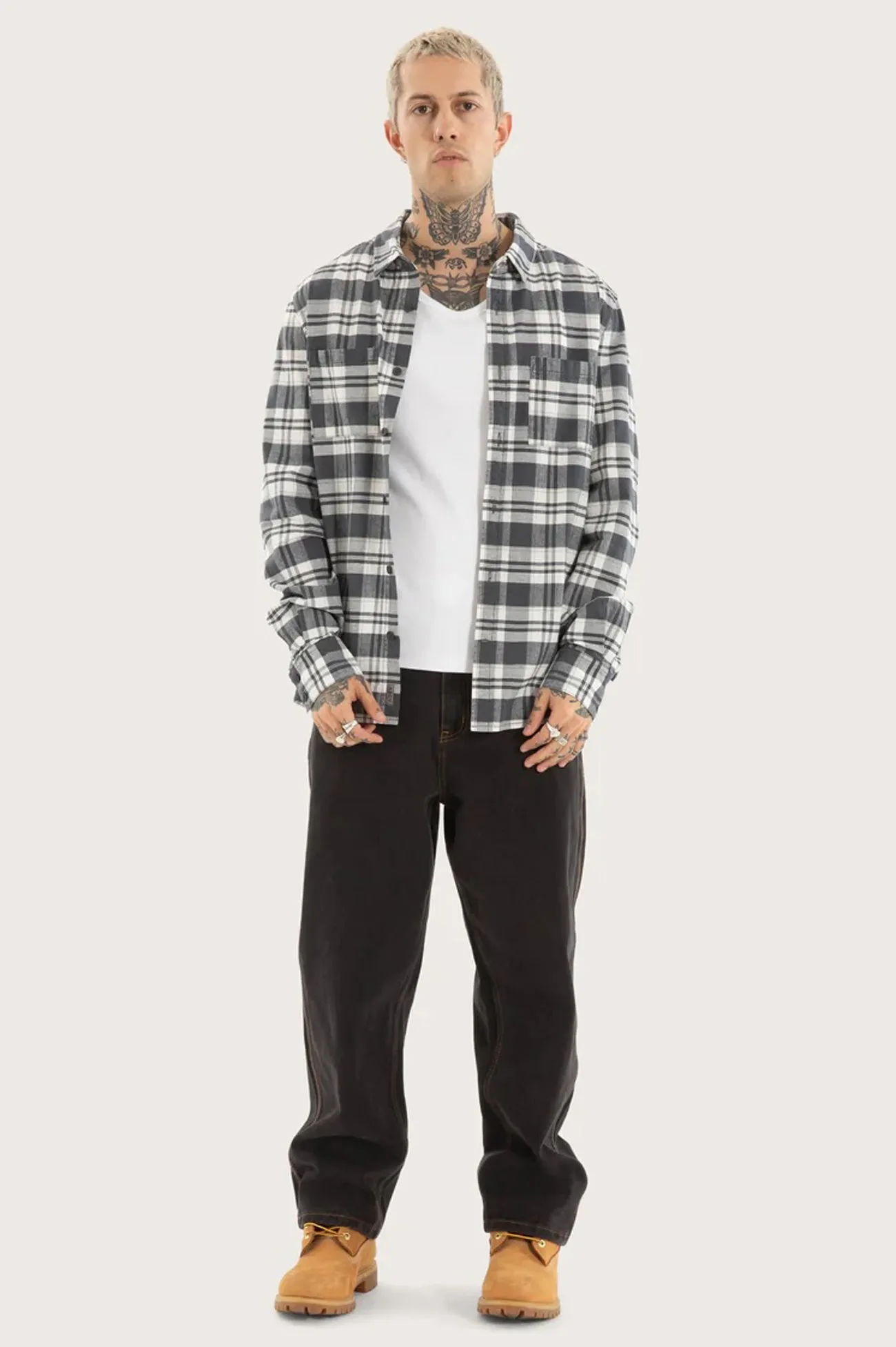 Indoor Comfort Horizons Long Sleeve Shirt Grey Check