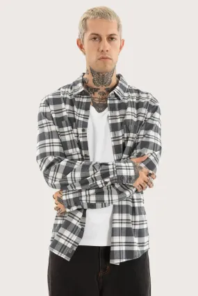 Twill Weave Horizons Long Sleeve Shirt Grey Check