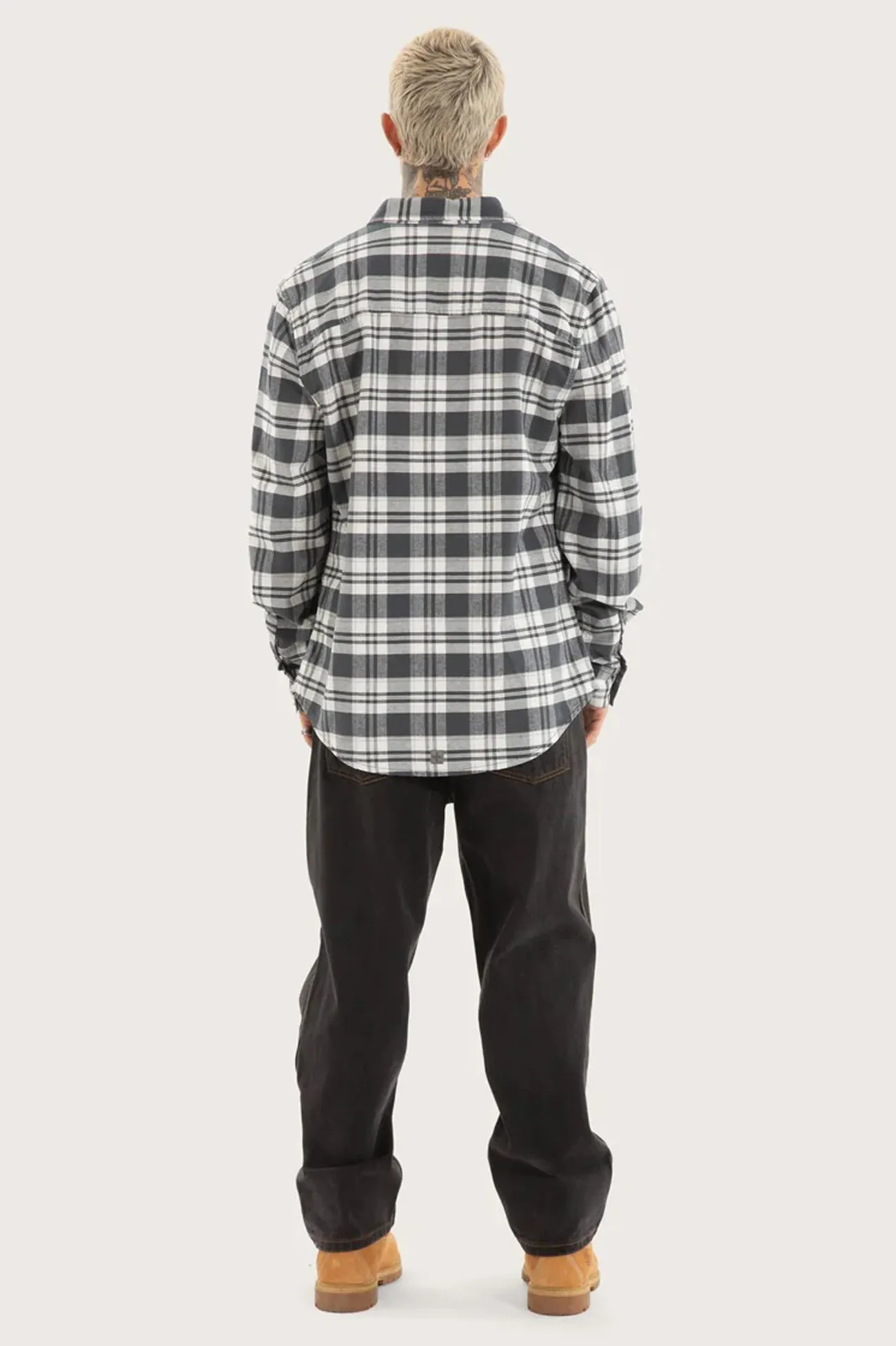 Eye-Catching Pattern adult clothing Horizons Long Sleeve Shirt Grey Check