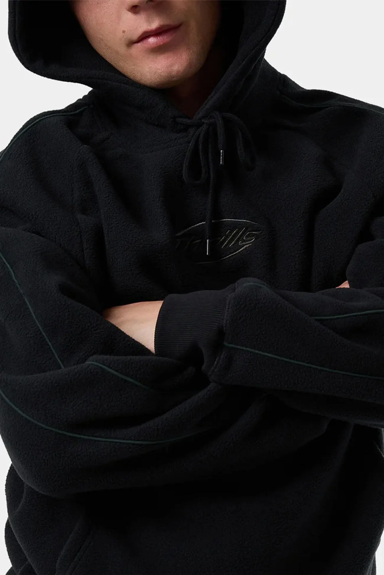 Wind Resistant Lining Elastic cuffs Fortune Favors Raglan Panel Hood Washed Black