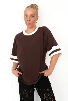 Della Tee Chocolate White Smooth Finish Chic Design
