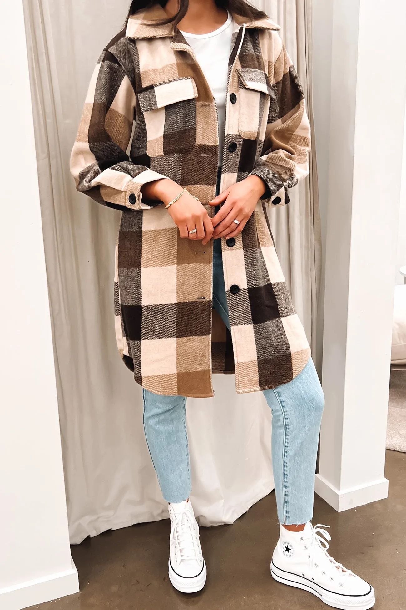 Tear Resistant Fabric Blends Malina Shacket Brown