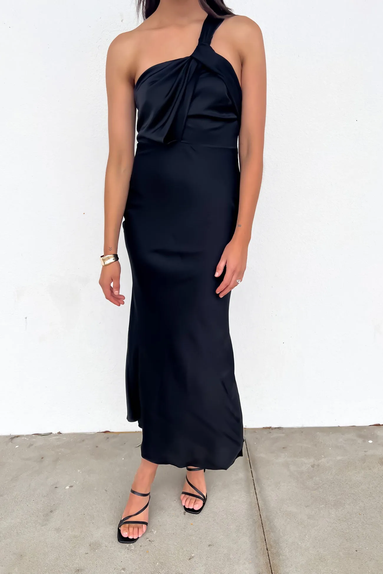 Lounge Cut Polished Edge Monika Midi Dress Black