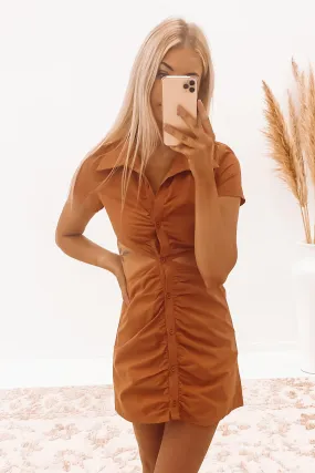 Monique Mini Dress Tan Minimalist-Trend