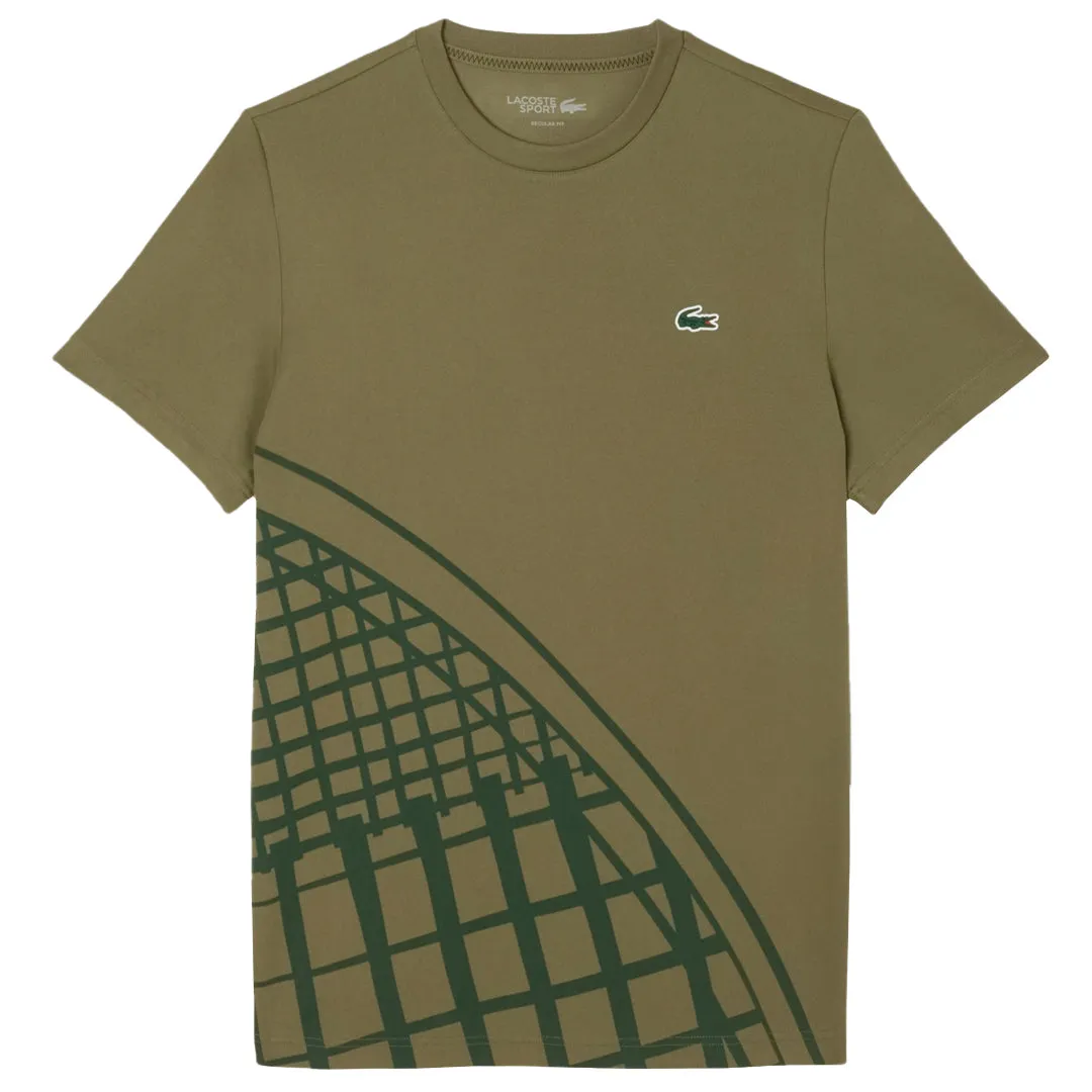 Fine Workmanship Elegant Appearance monochromatic Lacoste Men's Ultra Dry Printed Tee - Khaki Green