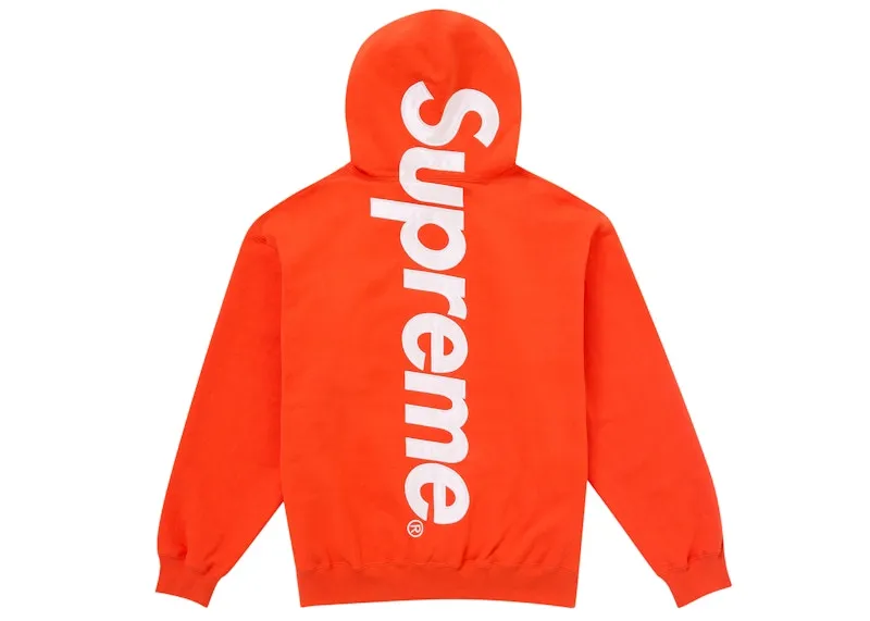 Supreme Satin Applique Hooded Sweatshirt Fw24 Bright Orange Sleeveless Velvet - Like