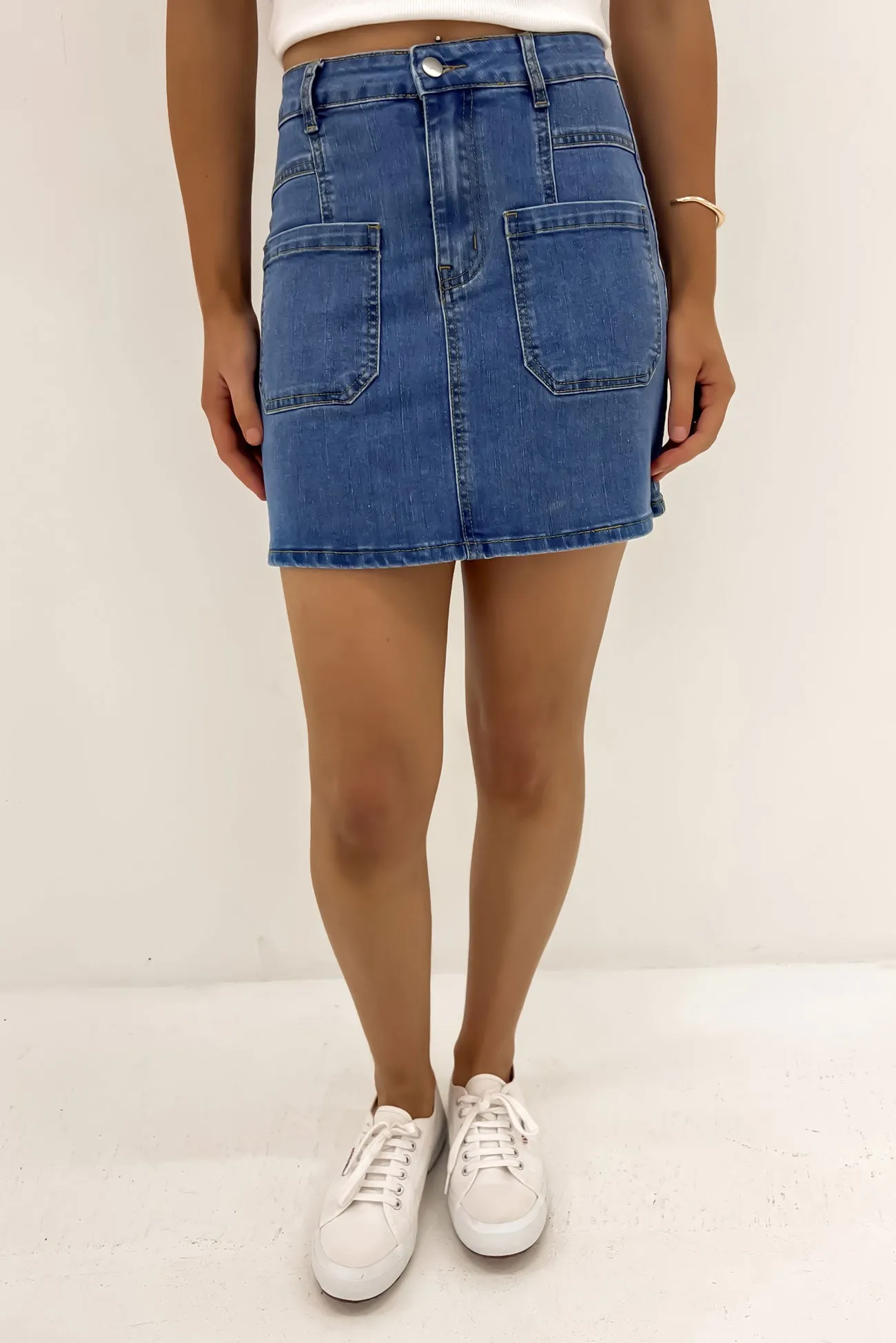 Baldwin Denim Mini Skirt Dark Blue Classic Look Minimalist Chic