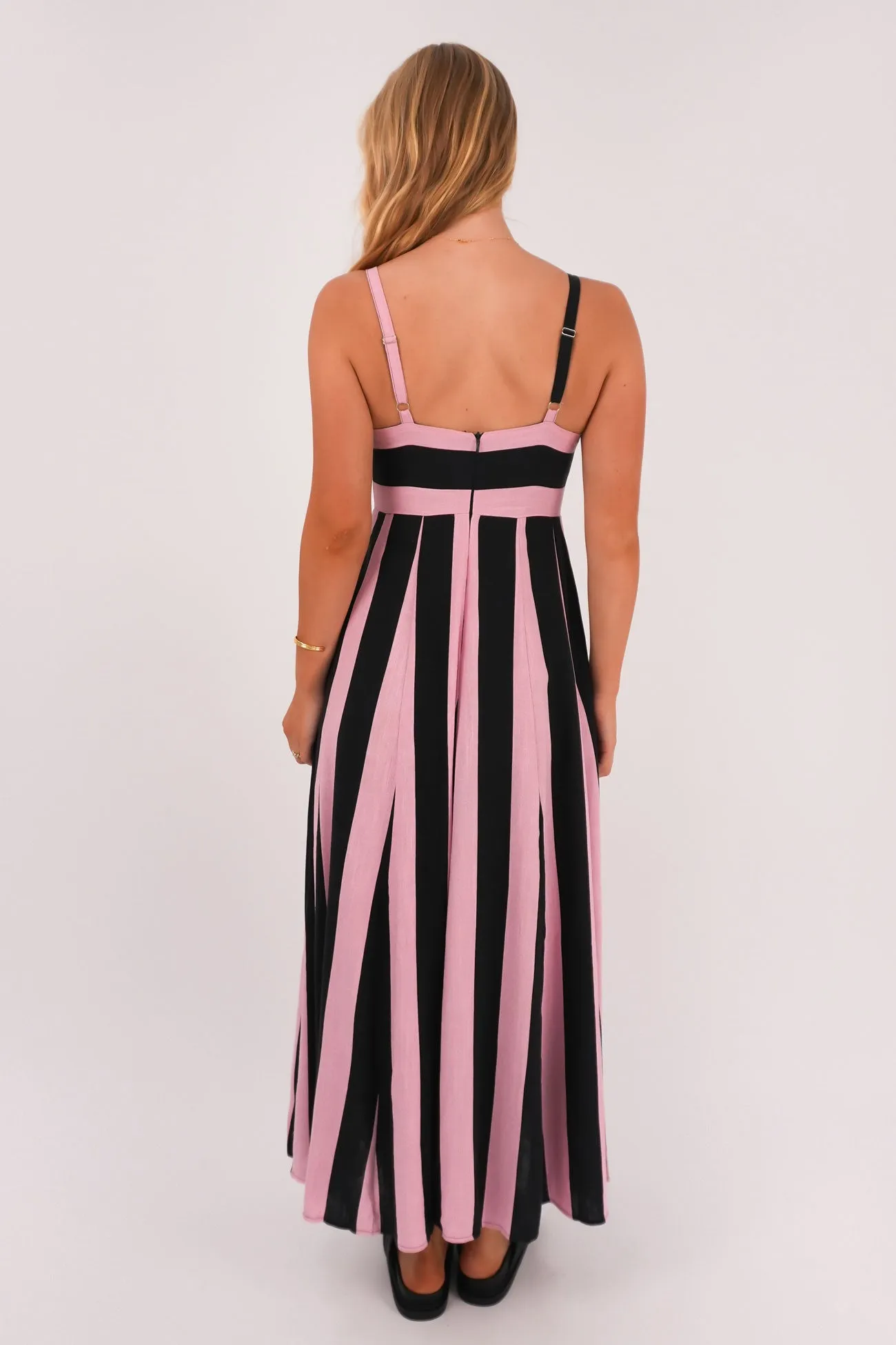 Jetta Maxi Dress Pink Stripe Cool Layers