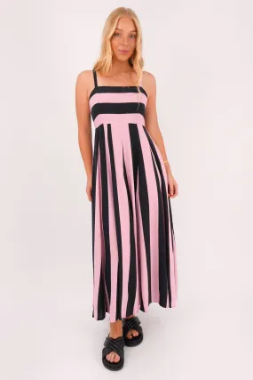 Jetta Maxi Dress Pink Stripe Timeless Beauty Weekend Look