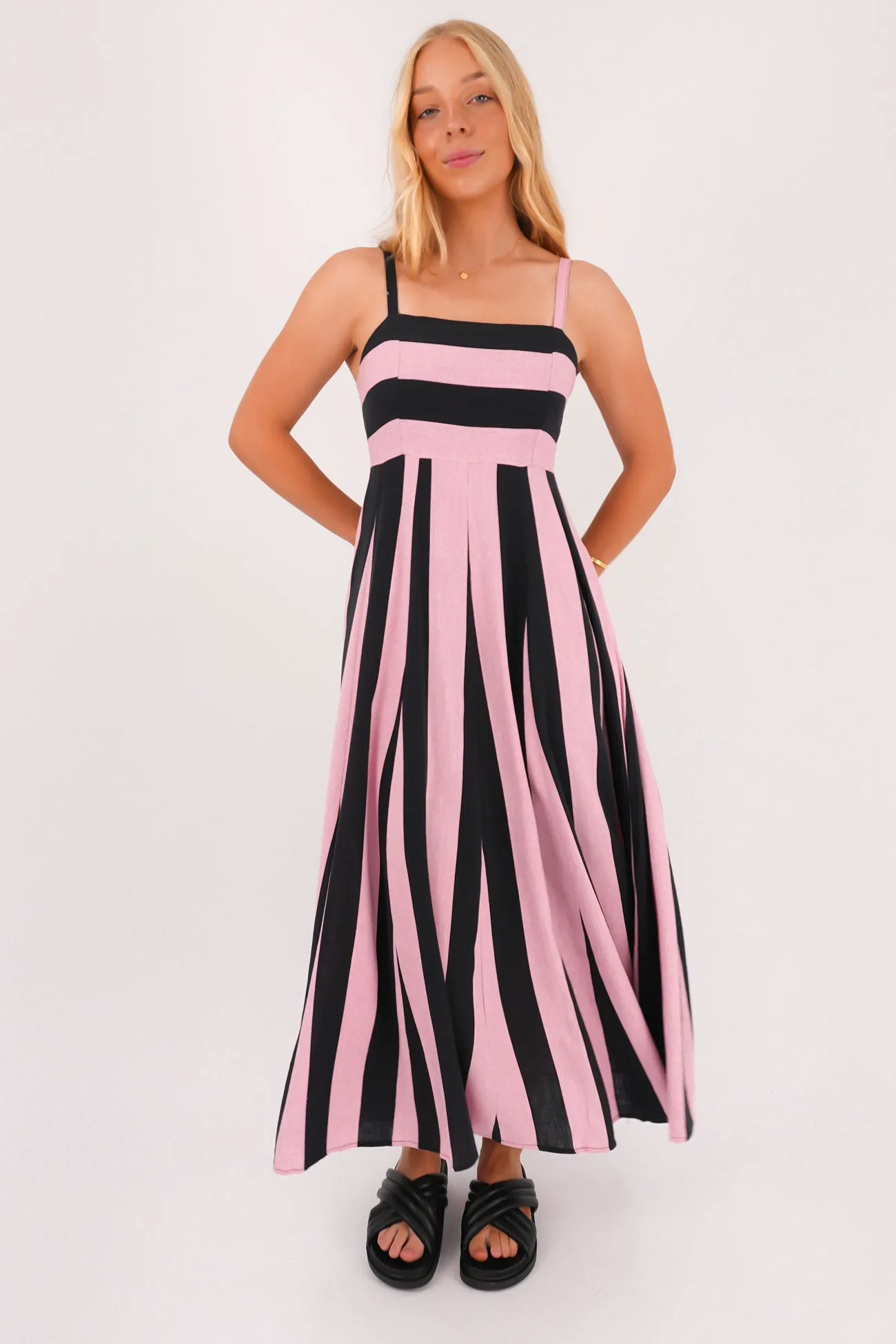 All Fit Jetta Maxi Dress Pink Stripe