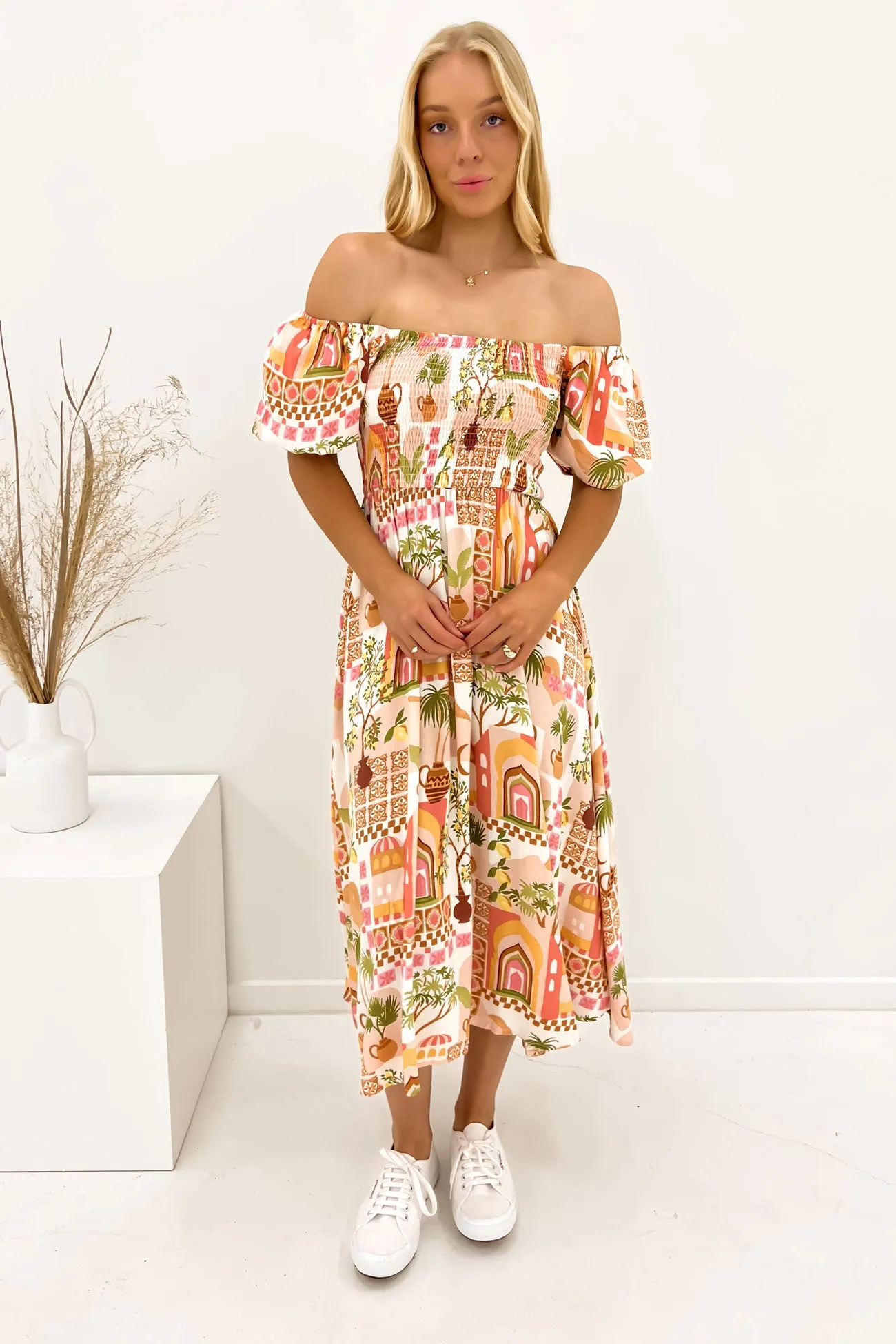 Hidden Pocket Monroe Midi Dress Morocco