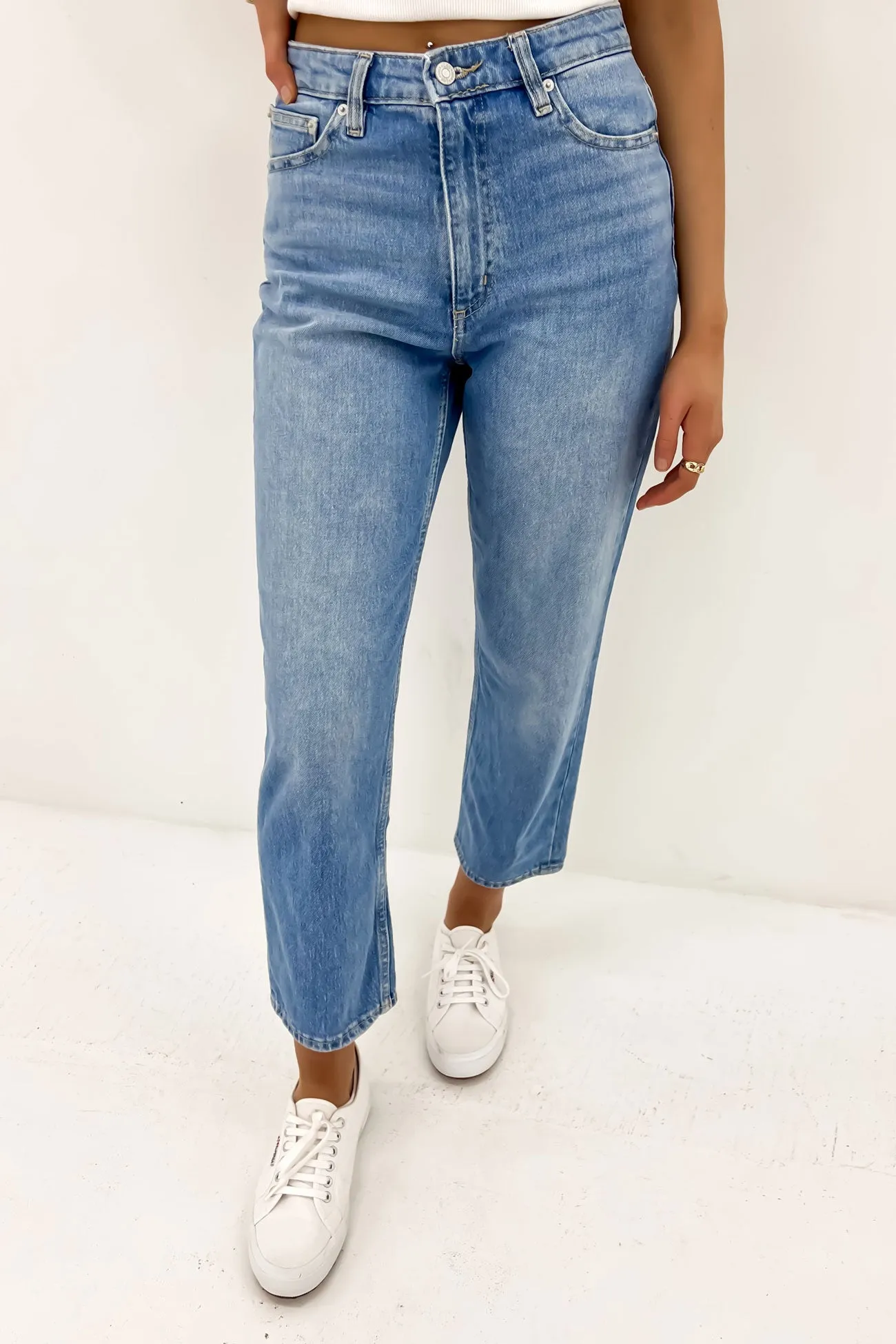High Straight Crop Jean Blue Envy Street Approved Flexible Waistband