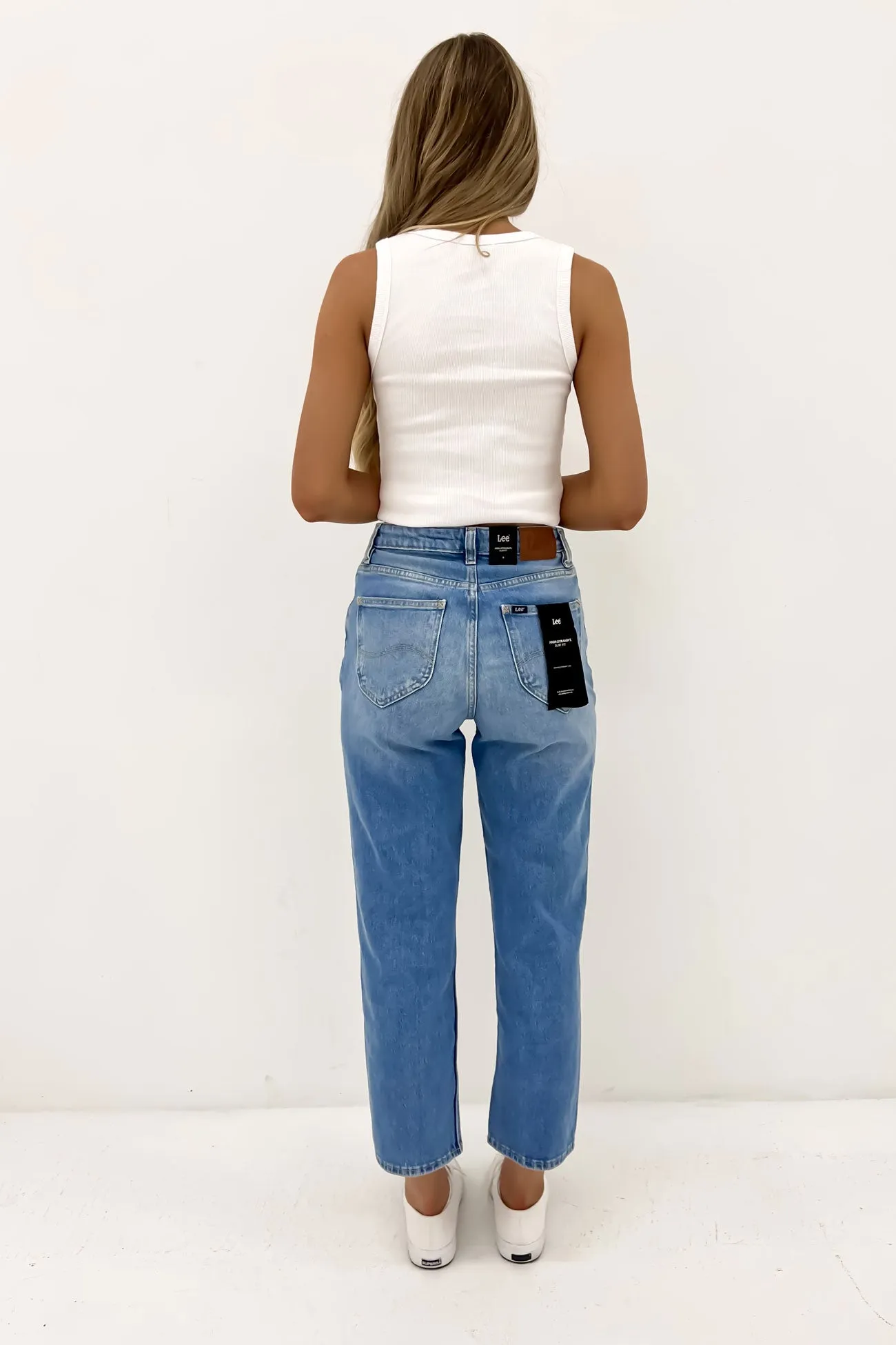 Abrasion Resistant Surface High Straight Crop Jean Blue Envy