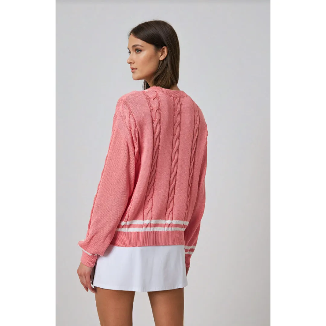 MPG Women's Club Sweater - Strawberry Ice/Brilliant White Stain Resistant Shape-retaining Functional Features