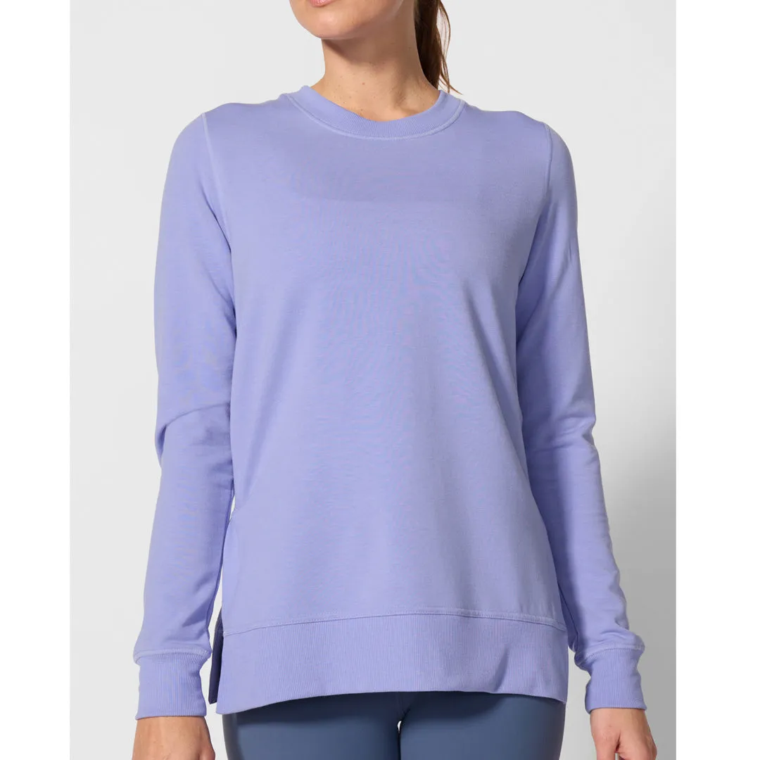 Embroidered Details Quality craftsmanship MPG Women's Cozy Fleece Side Pullover - Jacaranda Patterned Design