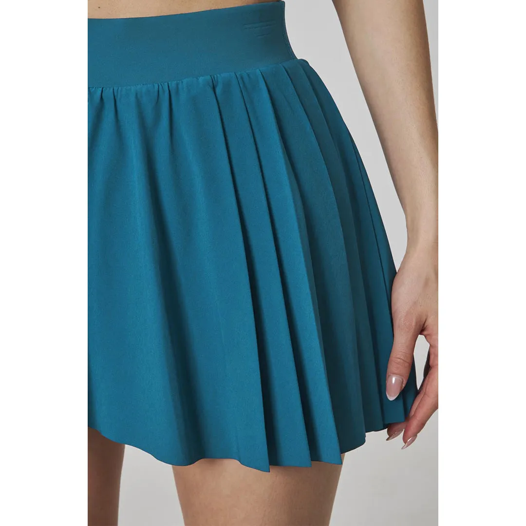 Zip Up MPG Women's Inspire High Rise Club Skort - Moroccan Blue Smooth Fabric