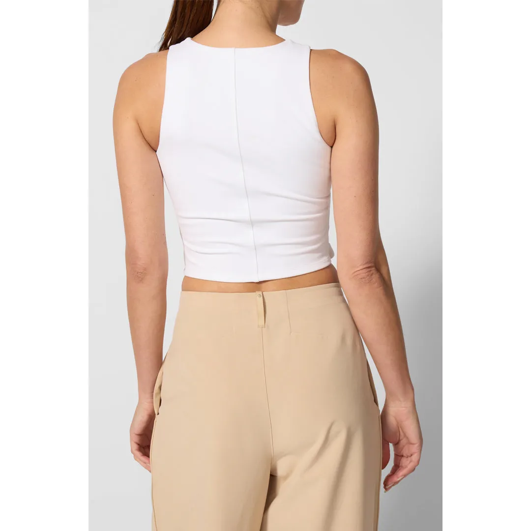 MPG Women's Velocity Crossover Tank - Brilliant White packable Drawstring