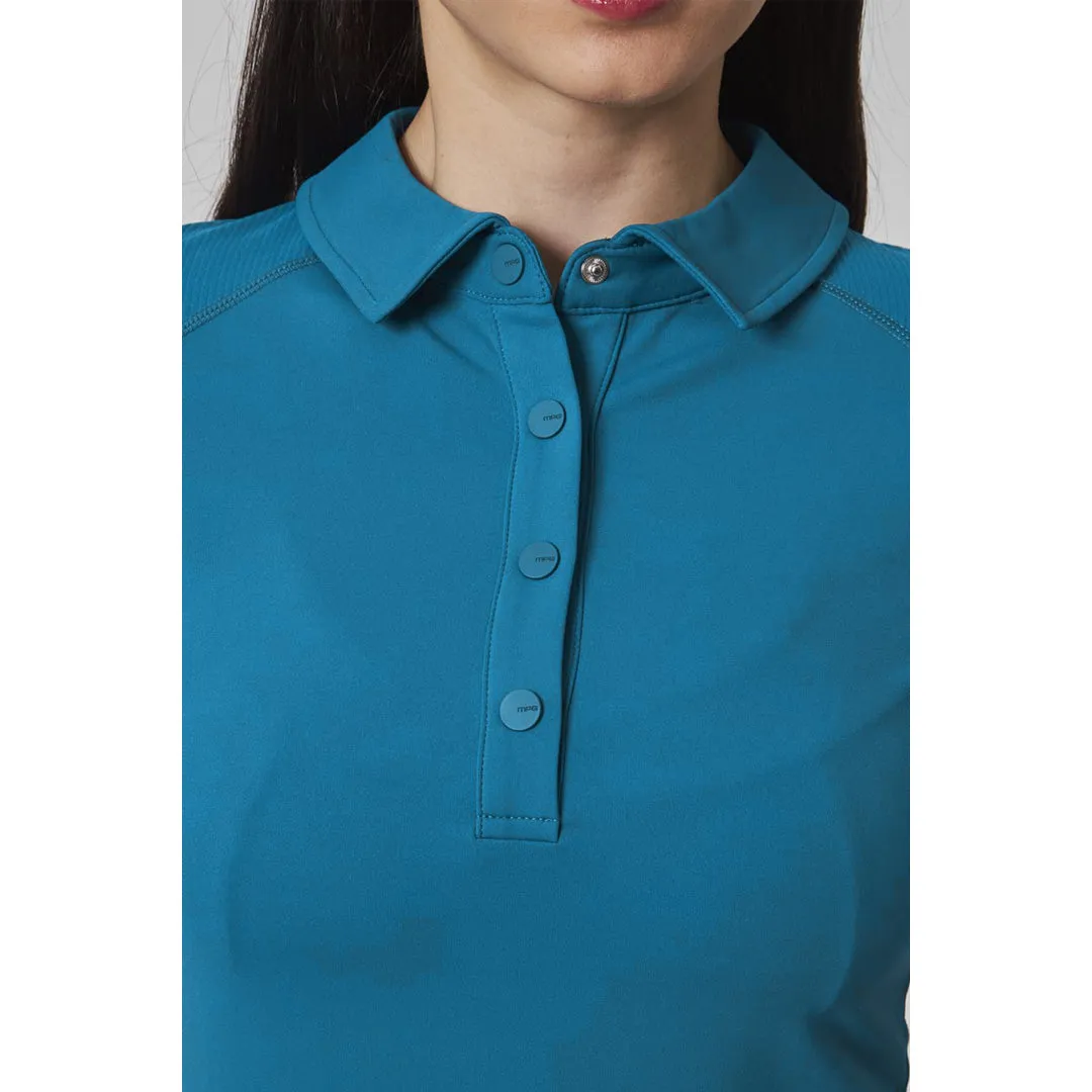 Zipped MPG Women's Vital Short Sleeve Polo - Moroccan Blue Ergonomic Design