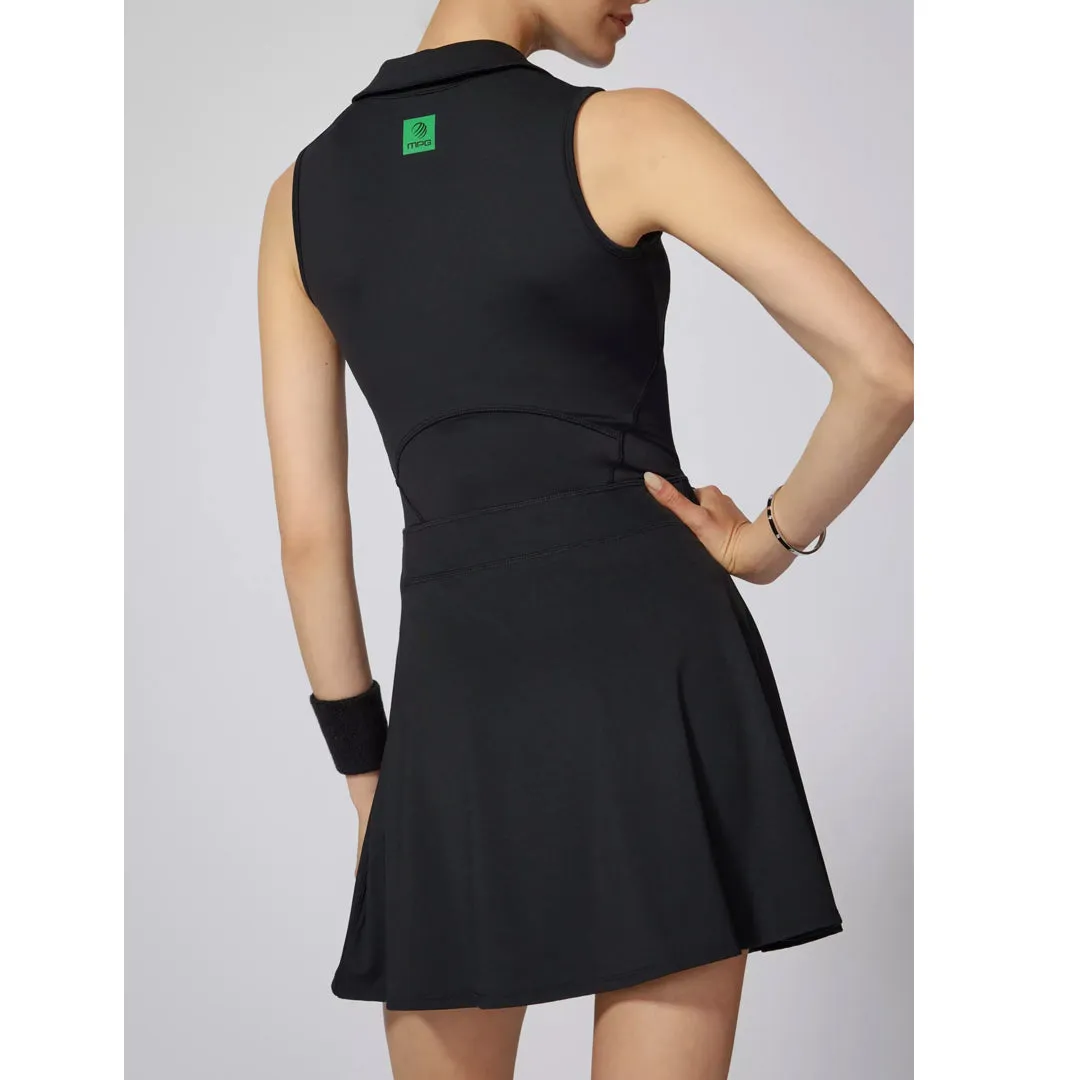 Breathable Material Tapered design MPG Women's Vital Sleeveless Polo Dress - Black QuickDry