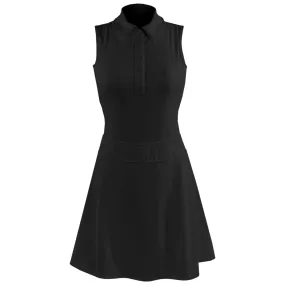 Beaded accents MPG Women's Vital Sleeveless Polo Dress - Black QuickDry