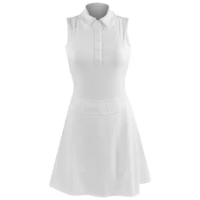MPG Women's Vital Sleeveless Polo Dress - White Beaded accents Luxury Finish