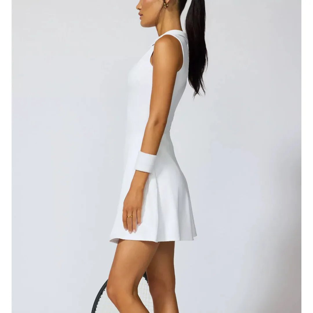 MPG Women's Vital Sleeveless Polo Dress - White Beaded accents High-Tensile Strength