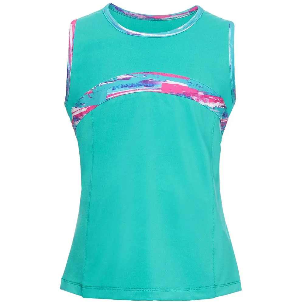 Fila Girl's Blue Wave Tank - Bluebird Checked Pattern