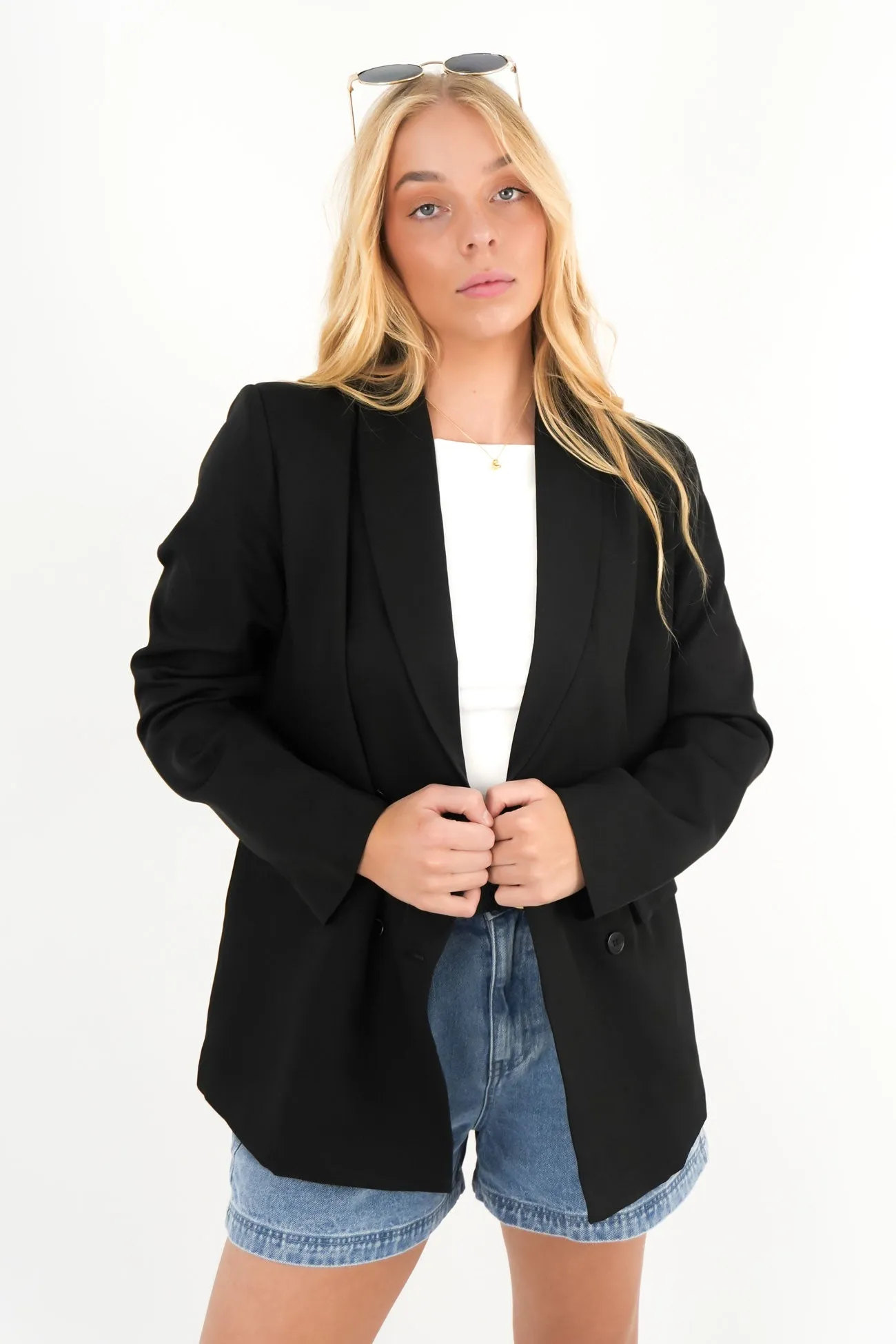 No Roll Collar Technology Flexible Elbow Patches Muse Blazer Black