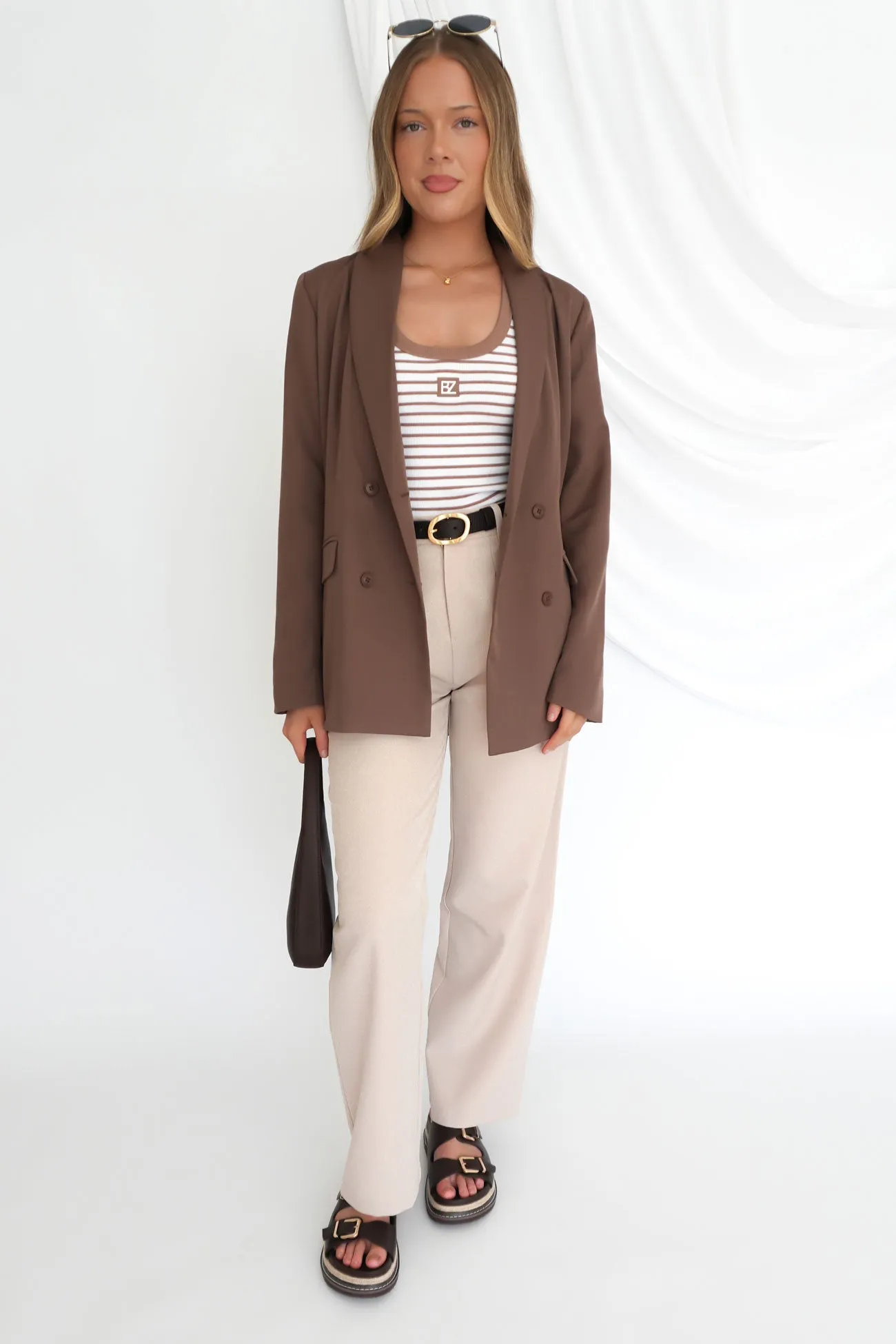Cold Day Look Quilted Interior Layer Muse Blazer Cocoa