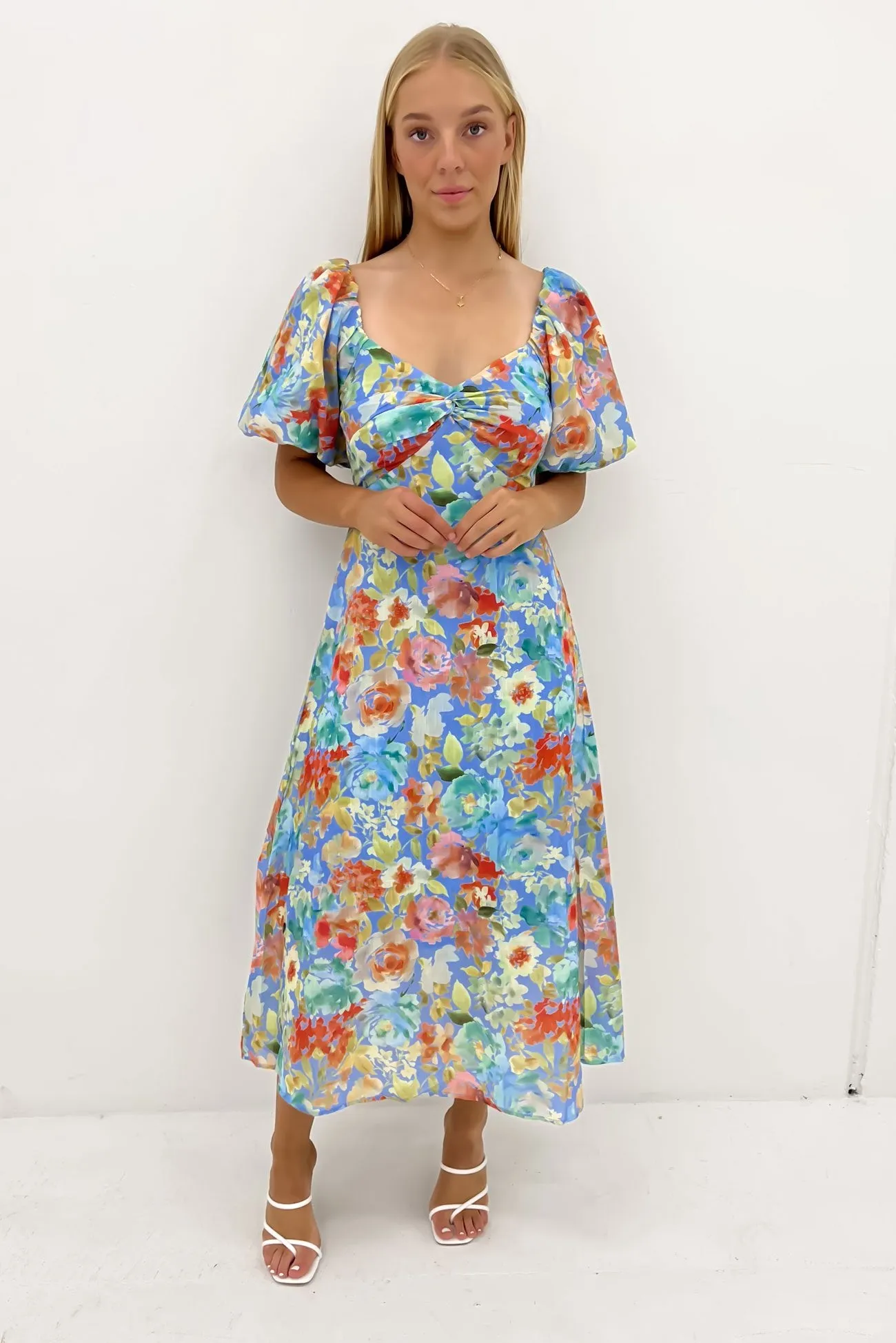 Mylah Midi Dress Blue Rose Built-In-Slip