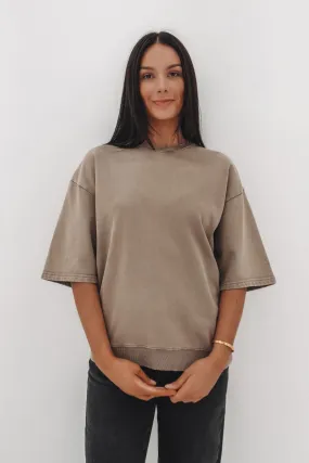 Nara Fleece Tee Olive Solid Color Sustainable production
