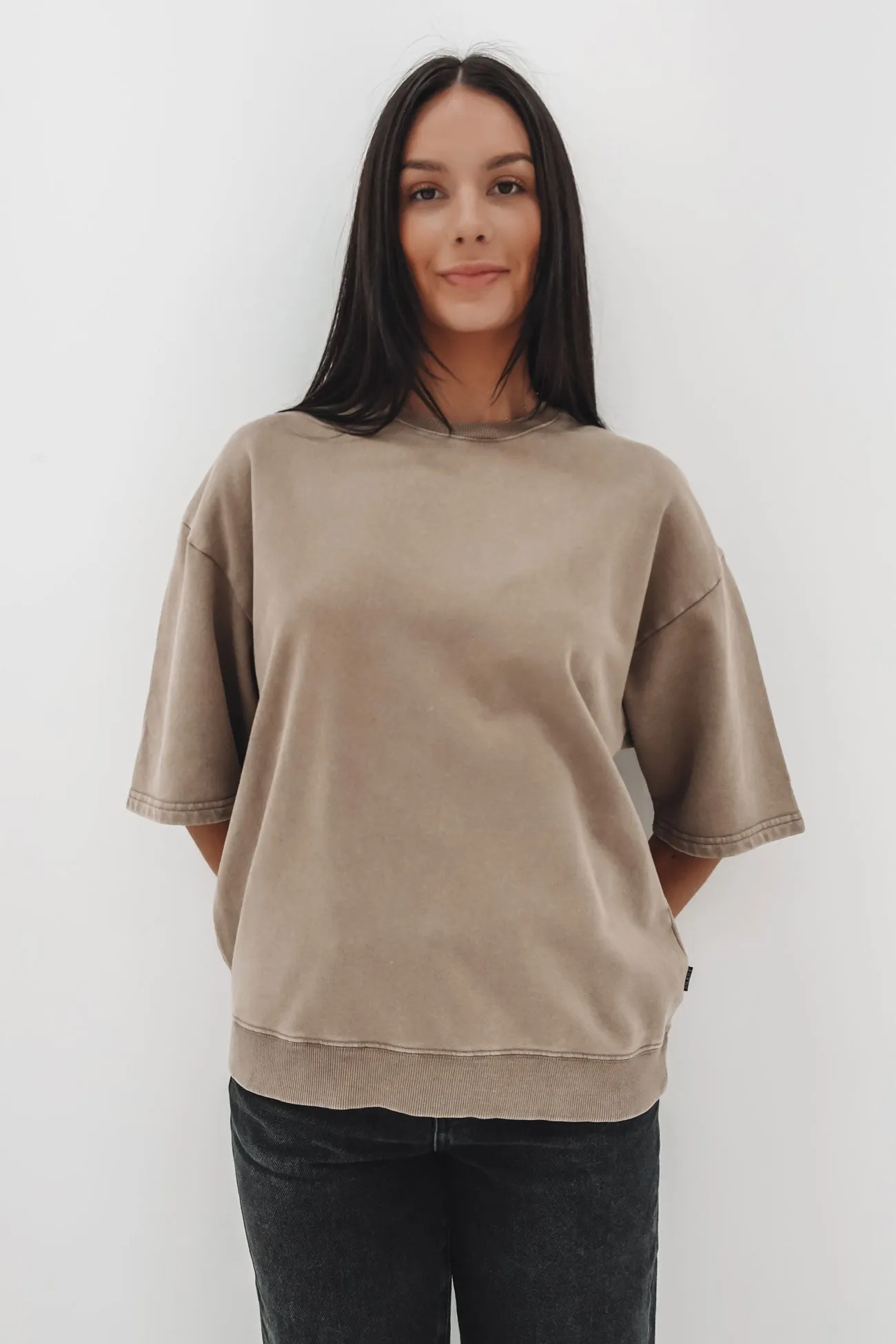Nara Fleece Tee Olive Soft Touch Fabric