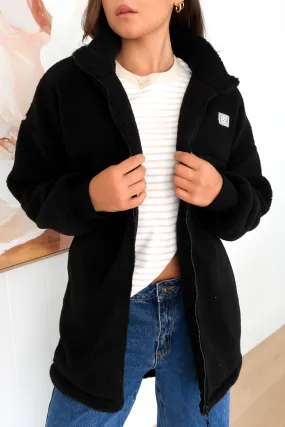 Nate Teddy Jacket Black Multi Layer Design