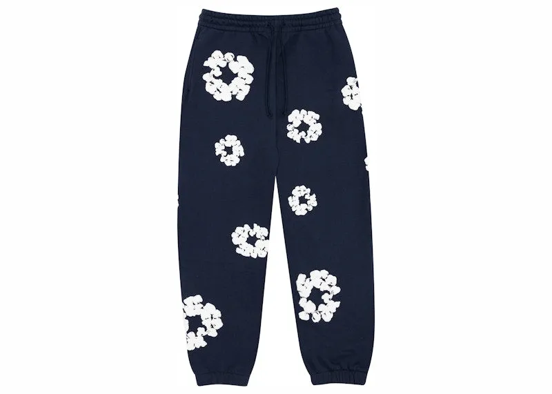 Smooth Texture Tapered design Denim Tears Cotton Wreath Sweatpants Navy