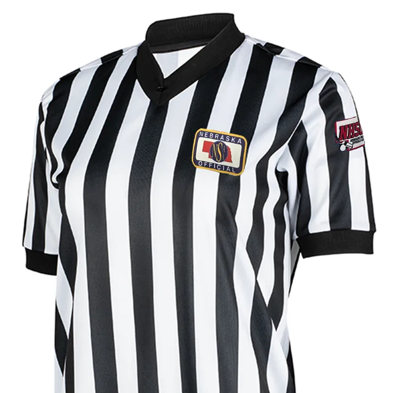 Nebraska Logo Basketball Referee V-Neck Black Tie Optional Durable Buttons