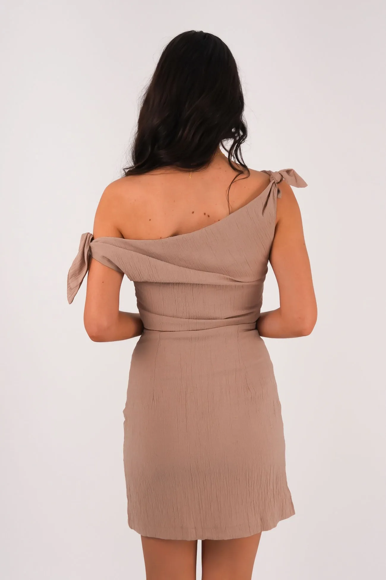 Edgy Twist Nelly Mini Dress Sand