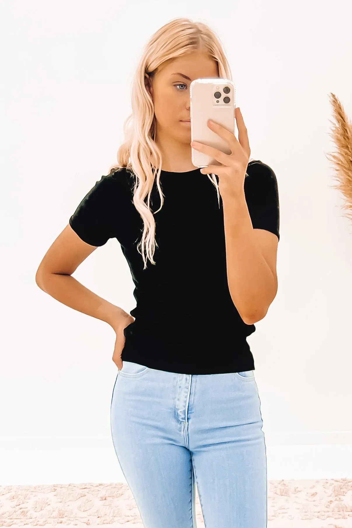 Fresh Outfit Casual Essentials Wear Baby Rib Tee Black