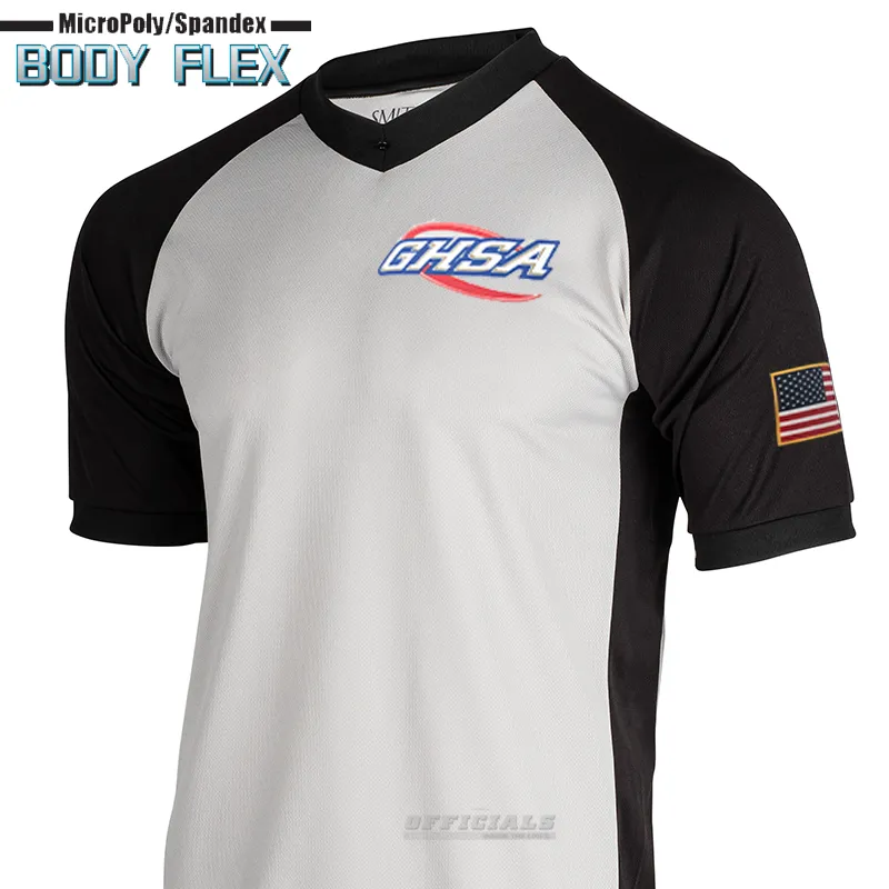 Airflow Ventilation System Streetwear NEW! GHSA Logo Body Flex Grey Basketball Referee V-Neck