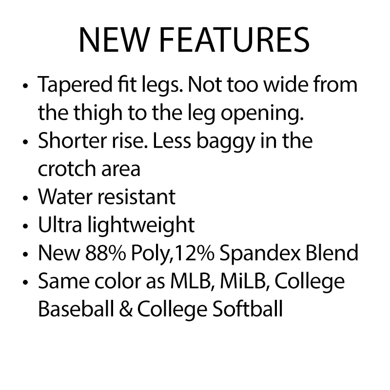 New! Tapered-Fit Lightweight Flat Front Umpire Base Pants Modern Appeal