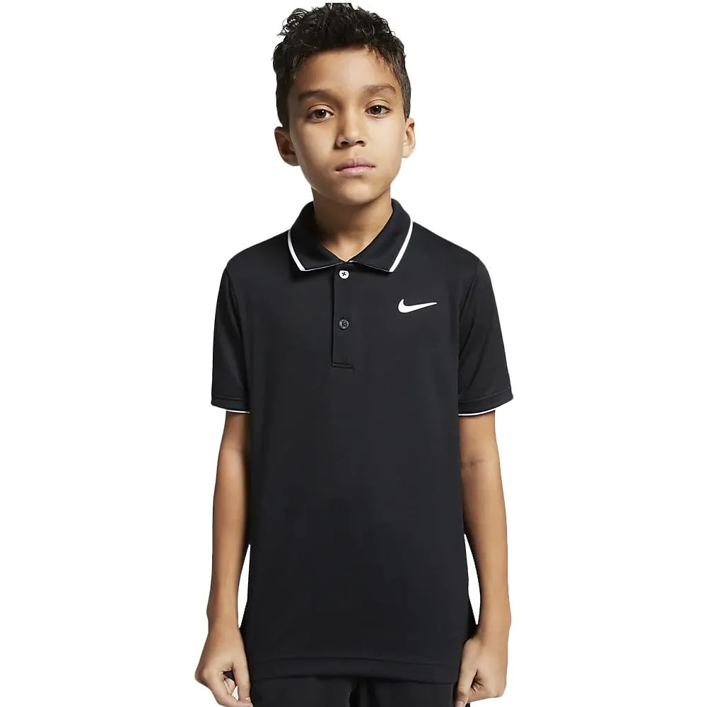 Collar design Lace Details Nike Boys Court Dry Polo - Black