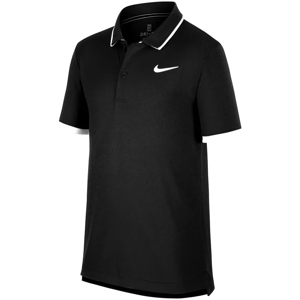 Nike Boys Court Dry Polo - Black Pockets Design