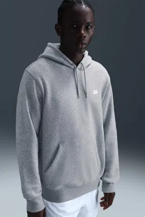 Nike Club BB Pullover Fleece Hoodie Dark Grey Heather Light Smoke Grey White VentilatedBackPanel