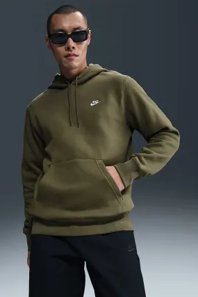 Foldable Design Nike Club BB Pullover Fleece Hoodie Medium Olive White