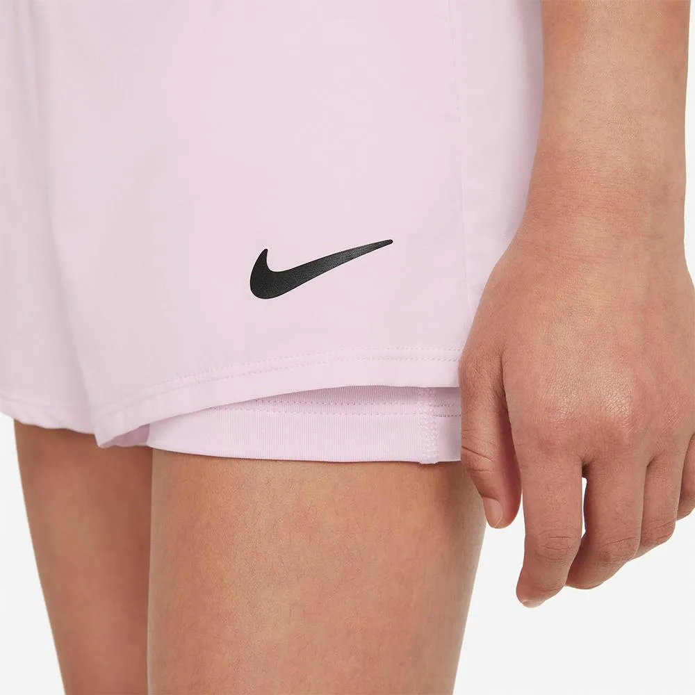 Nike Girls Victory Short - Regal Pink Rounded Neck Debossed Design
