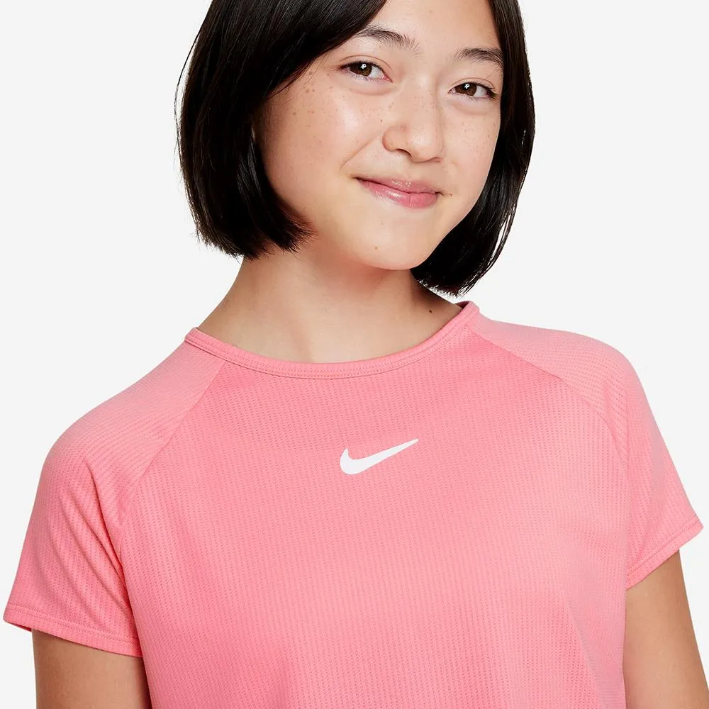 Nike Girls Victory Short Sleeve - Coral Fluid movement