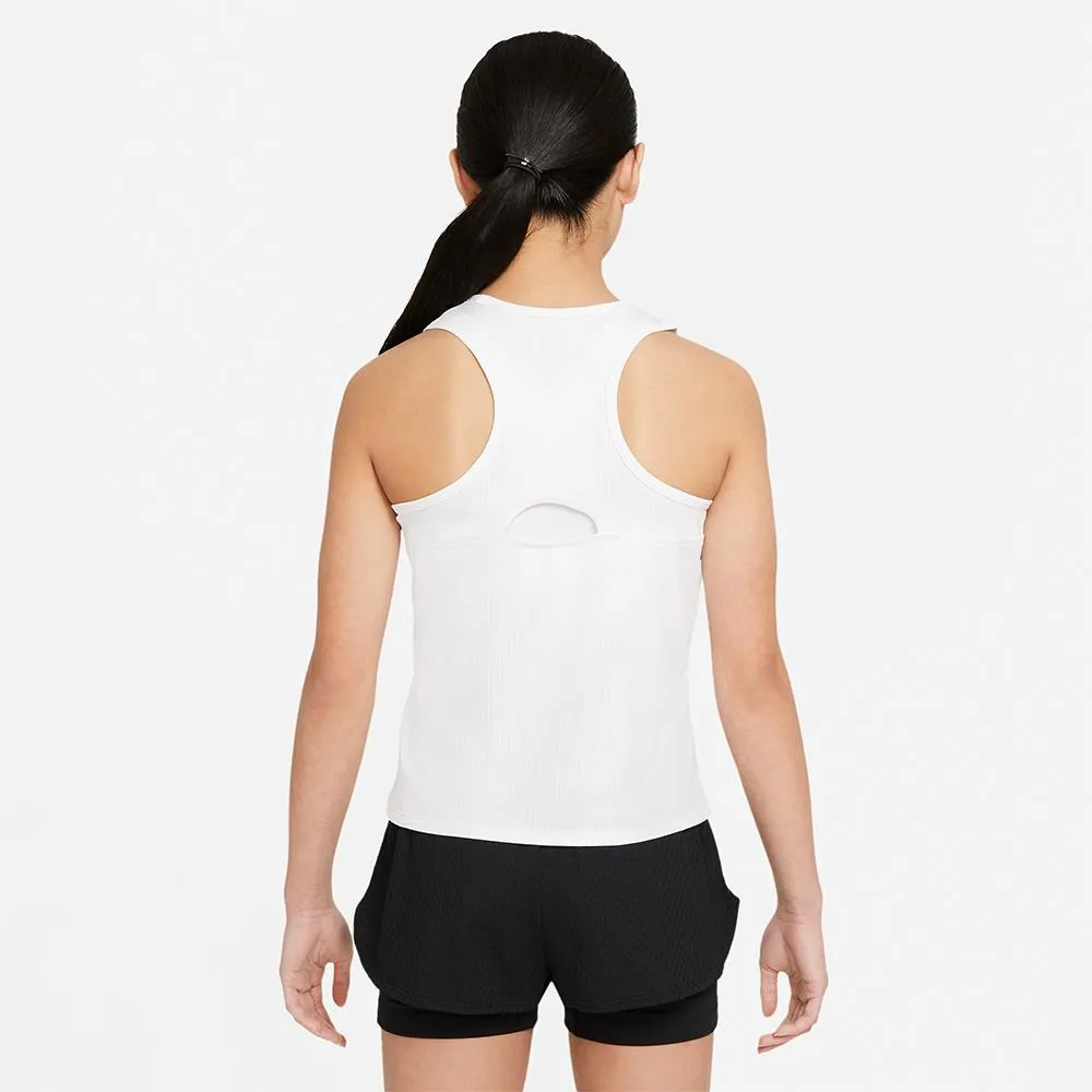 High Neck double - stitched Nike Girls Victory Tank - White