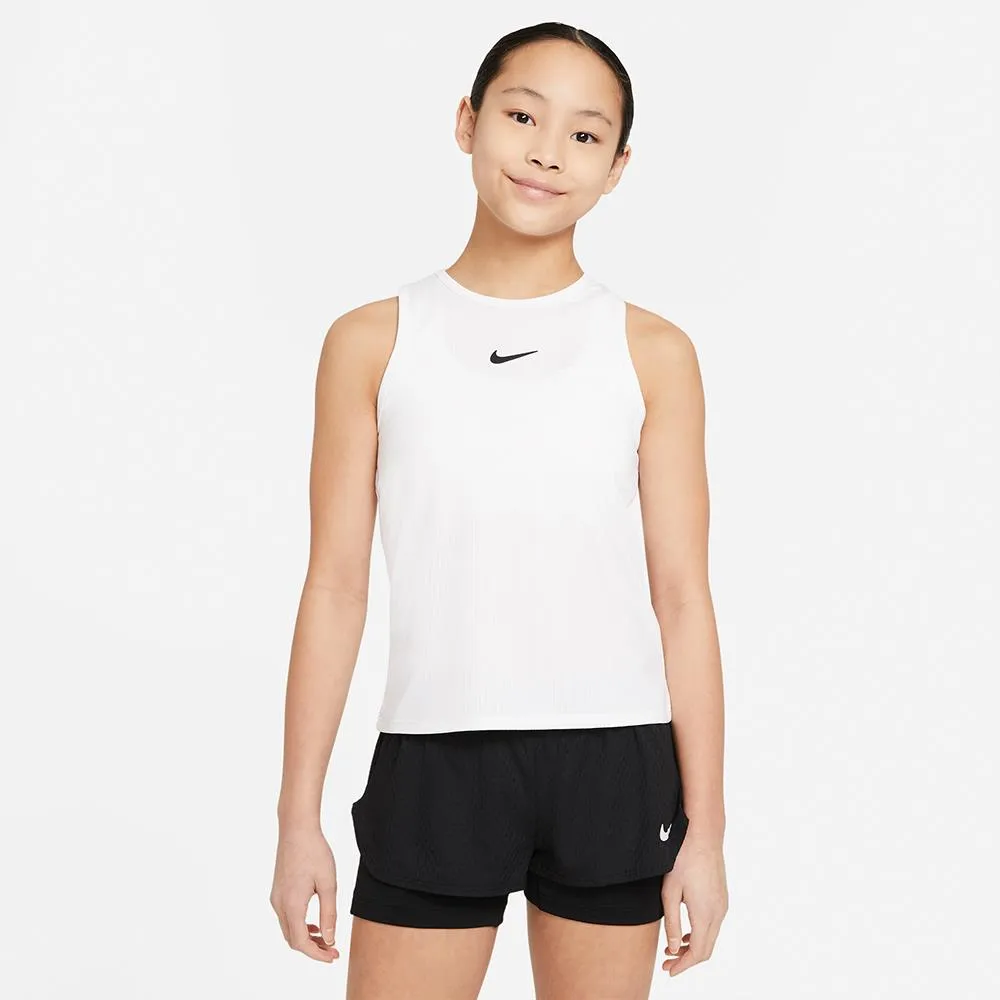 Nike Girls Victory Tank - White slim fit Anti Odor